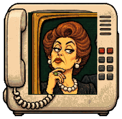 Camilla, the desk-phone portrait from the show.